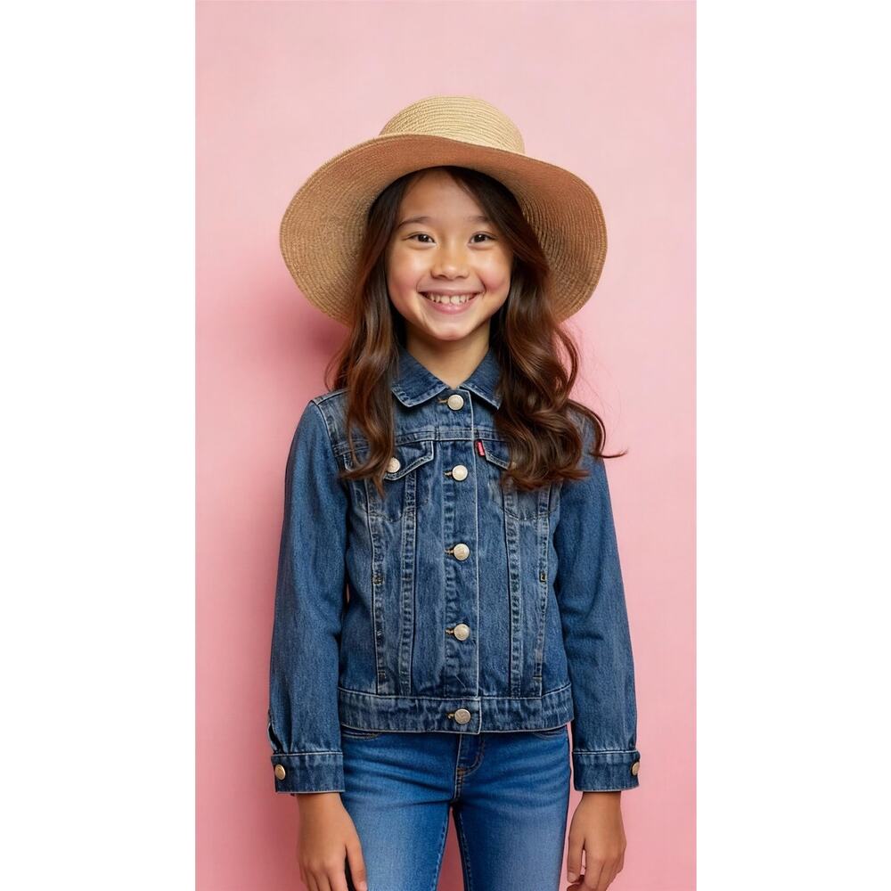 Levi's Kids Denim Trucker Jacket‎ Blue Bomber Size 6 Casual